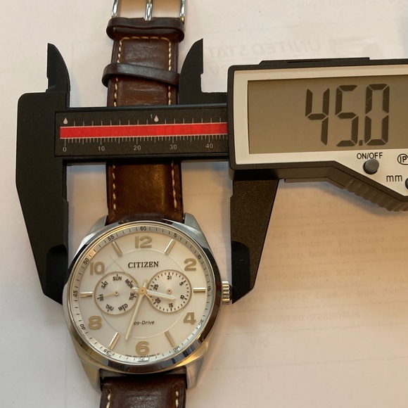 Citizen Eco Drive 8635-S083796 watch silver dial, brown leather strap, stainless - Picture 16 of 16